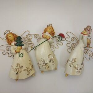 Angel Christmas Ornament Set of 3 Ivory Gold Holiday Decor Angels‎ Joy Tree